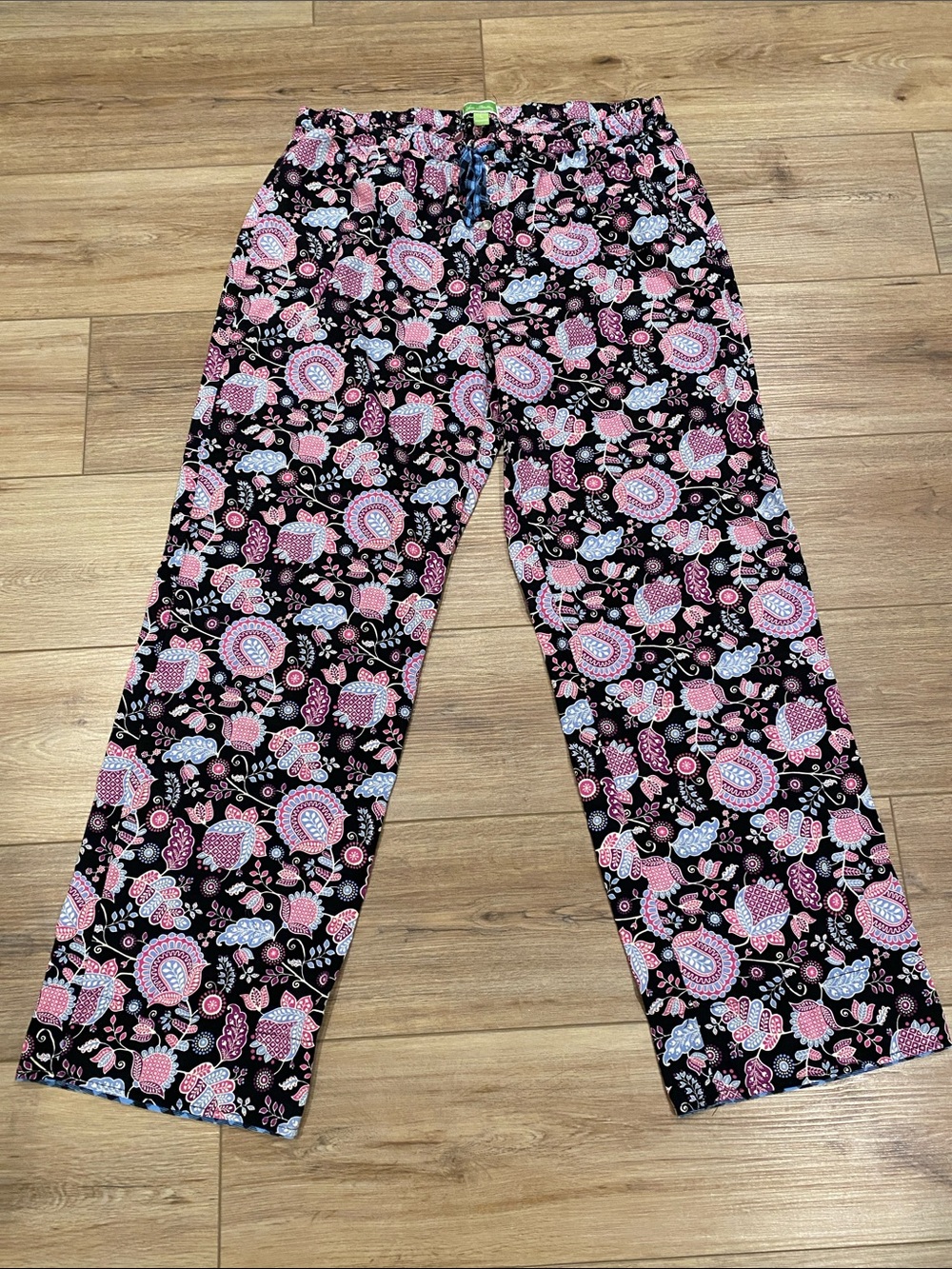 Vera Bradley Alpine Floral Pajama Pants Black Paisley Sz Large